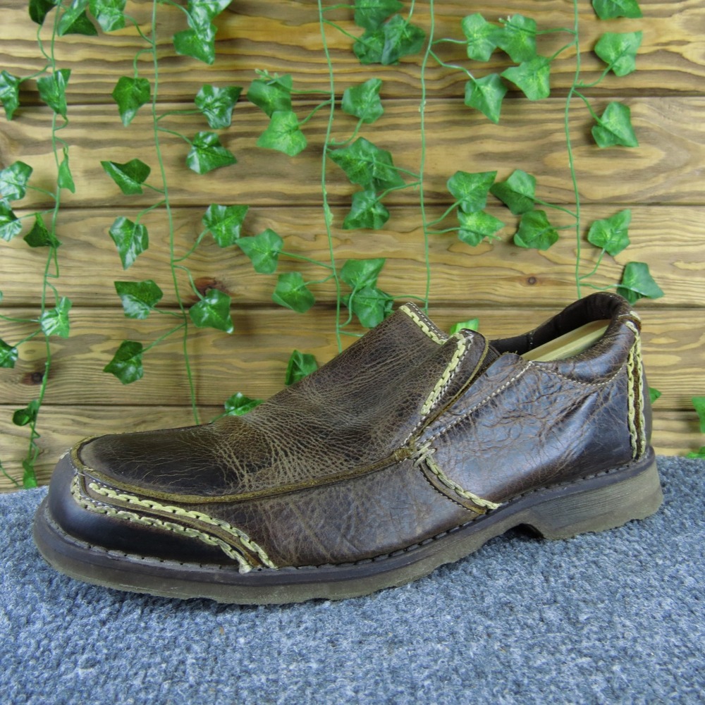 Roan Men‎ 10 Brown Leather Slip On Casual Loafers Distressed Comfort Shoes